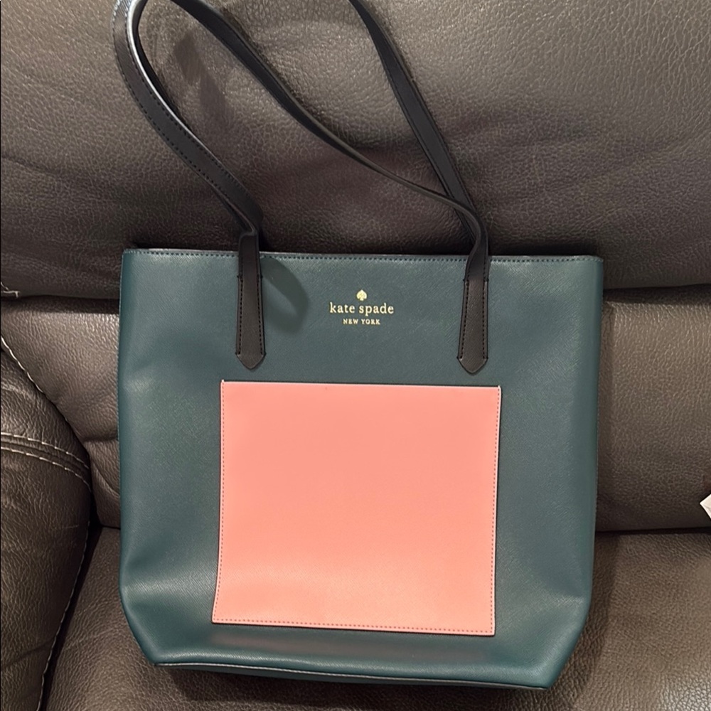 Kate Spade Green and Pinkish Color Block tote